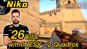 Niko Mirage POV - w/m0NESY - 26KILLS - 58% HS - 2 Quadros - CSGO Niko POV!