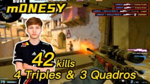 m0NESY Mirage POV - w/b1t - 42kills! Loss😭 - 4 Triples＆3 Quadros - CSGO m0NESY POV!